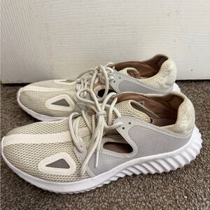 adidas Women's Neutral Mesh Lace-Up Athletic Sneakers — Cream/White